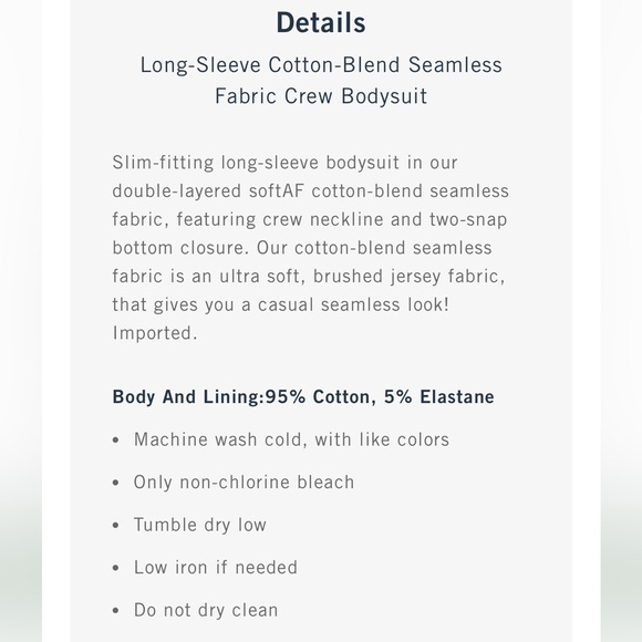 Abercrombie & Fitch Long Sleeve Seamless Crew Bodysuit - Picture 12 of 12